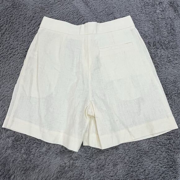 L'academie Shorts Womens Small (27x6) Beige 100% Linen Pleated - New - Picture 2 of 14